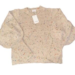 FATE The Label Sweater Women's  M NWT Confetti Balloon Sleeve Ivory Multicolor